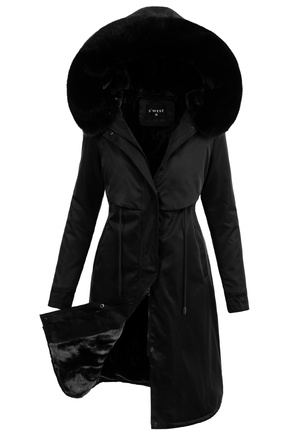 Damska Parka Kurtka Zimowa Czarna