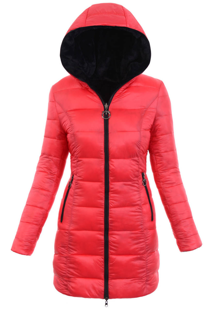 Damska Zimowa Ortalionowa Kurtka Czerwona