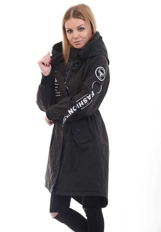 Damska Parka Wiosenna Czarna