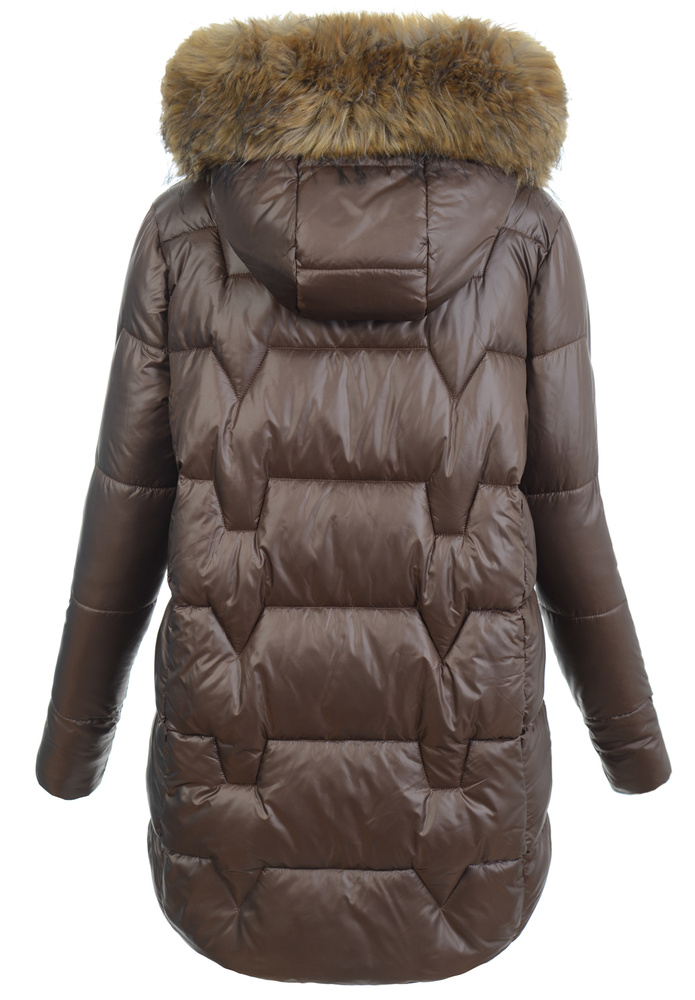 Damska Zimowa Ortalionowa Kurtka Brązowa