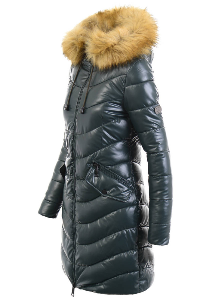 Damska Zimowa Ortalionowa Kurtka Zielona