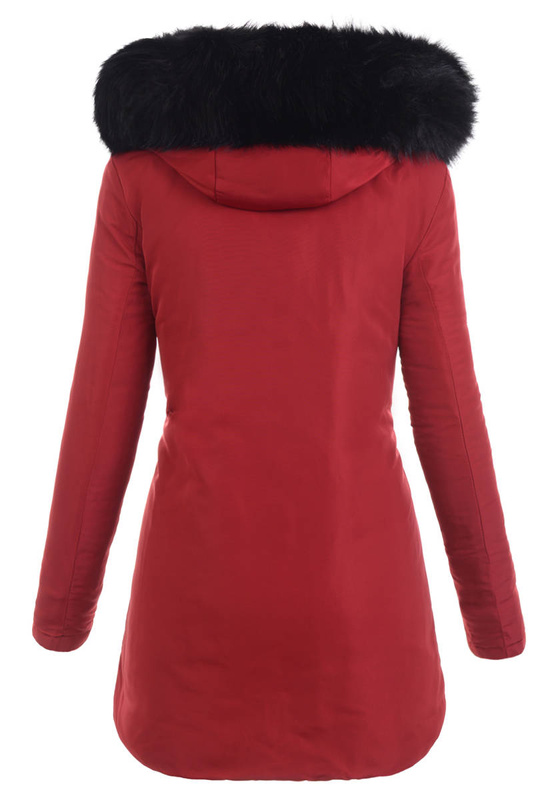 Damska Zimowa Ortalionowa Kurtka Bordowa