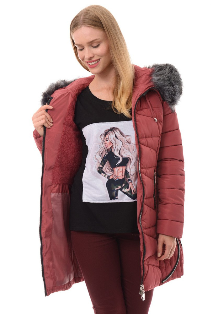 Damska Zimowa Ortalionowa Kurtka Różowa