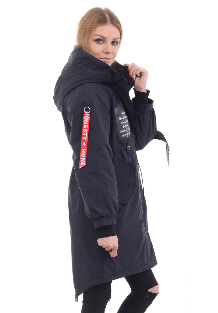 Damska Parka Wiosenna Czarna