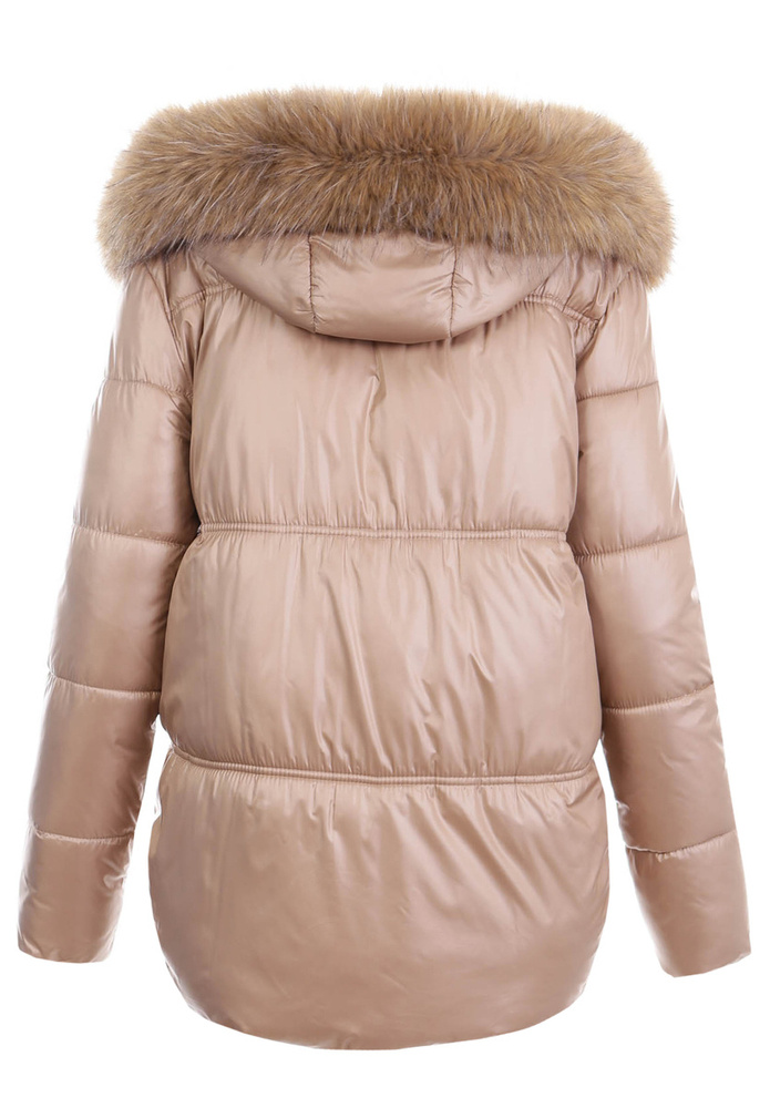 Damska Zimowa Ortalionowa Kurtka Jasno Brązowa