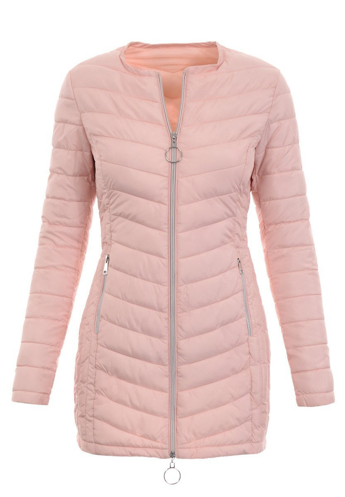 Damska Wiosenna Ortalion Kurtka Pudrowy Róż