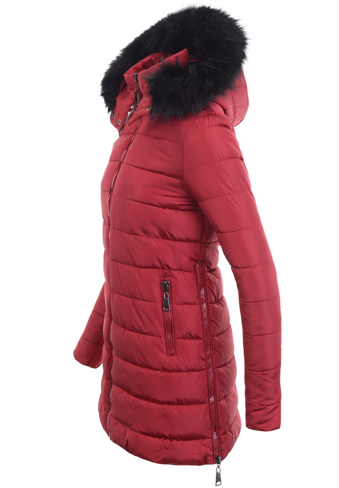 Damska Zimowa Ortalionowa Kurtka Bordowa