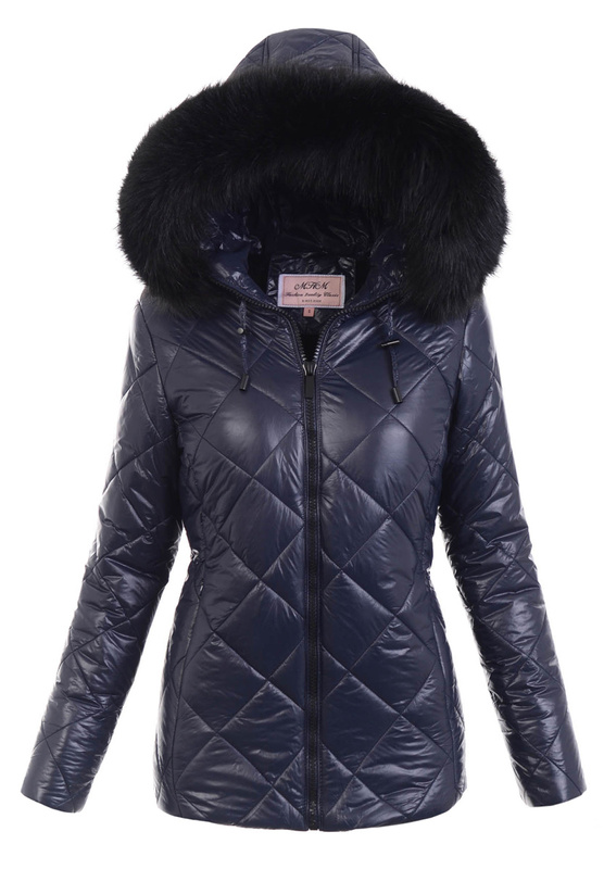 Damska Parka Kurtka Zimowa Granatowa