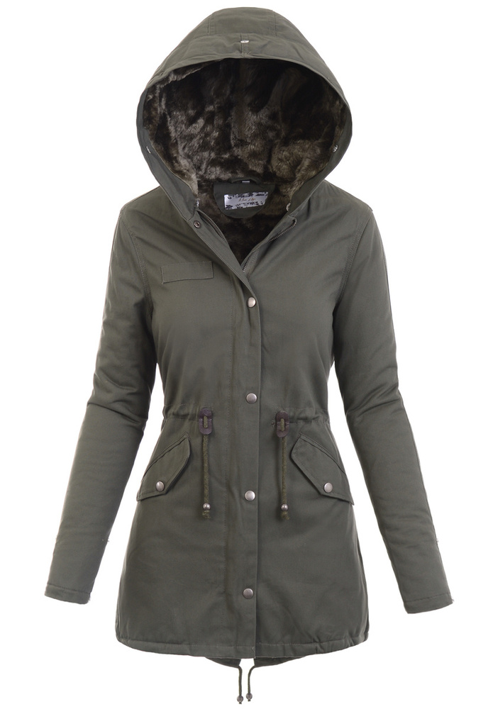 Damska Parka Kurtka Zimowa Zielona