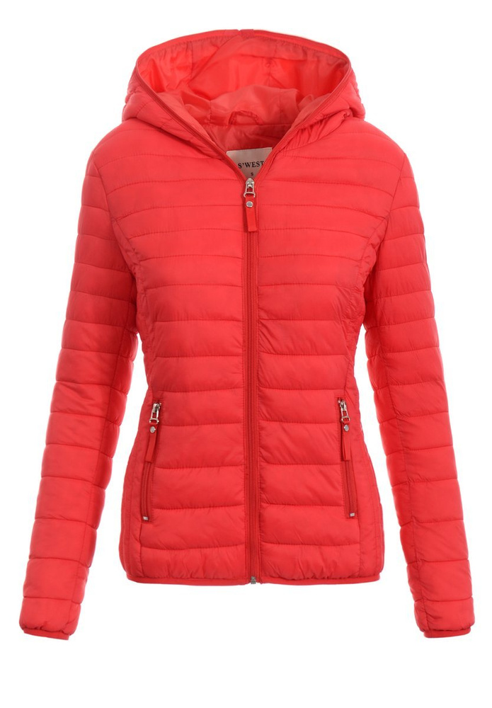 Damska Wiosenno-Jesienna Kurtka Czerwona