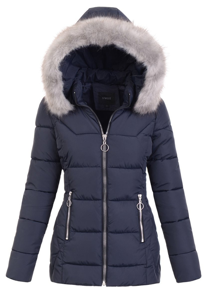 Damska Zimowa Kurtka Ciemno Granatowa