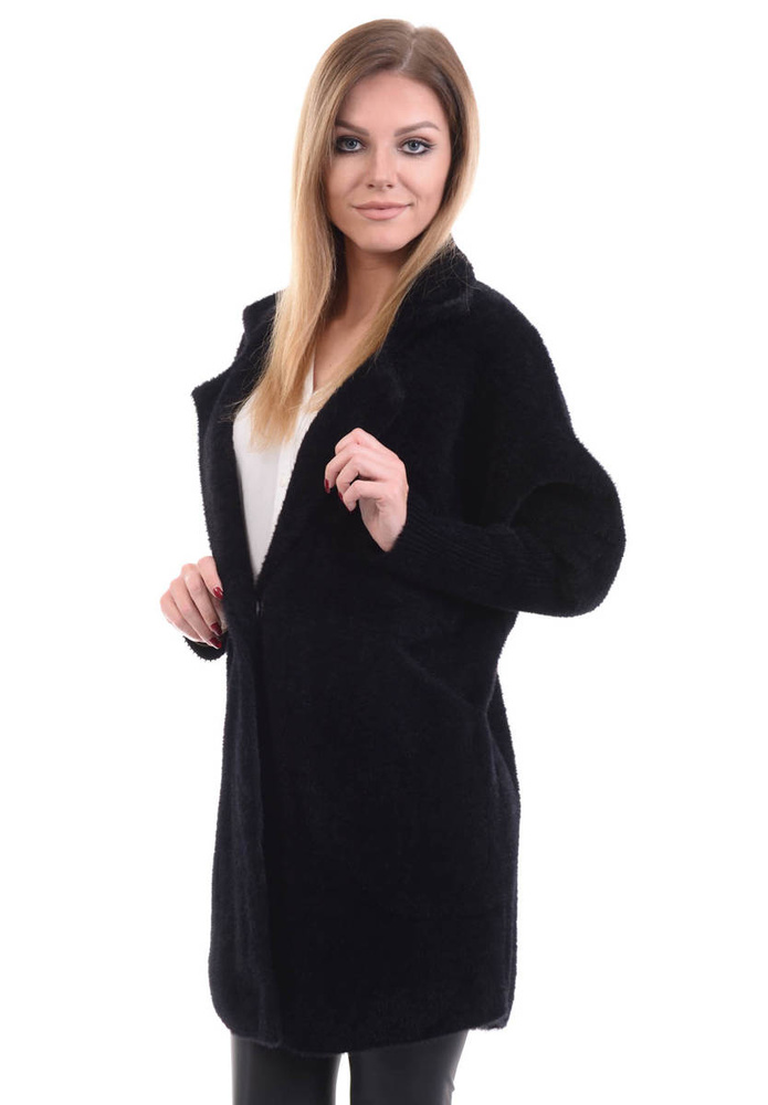 Kardigan Płaszczyk Alpaka Czarna