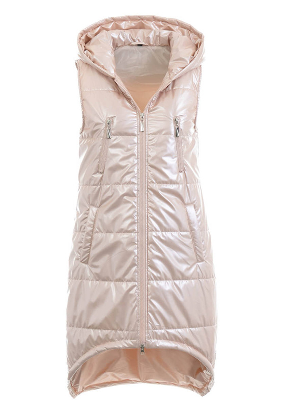 Damska Kamizelka Bezrękawnik Perłowo Różowy