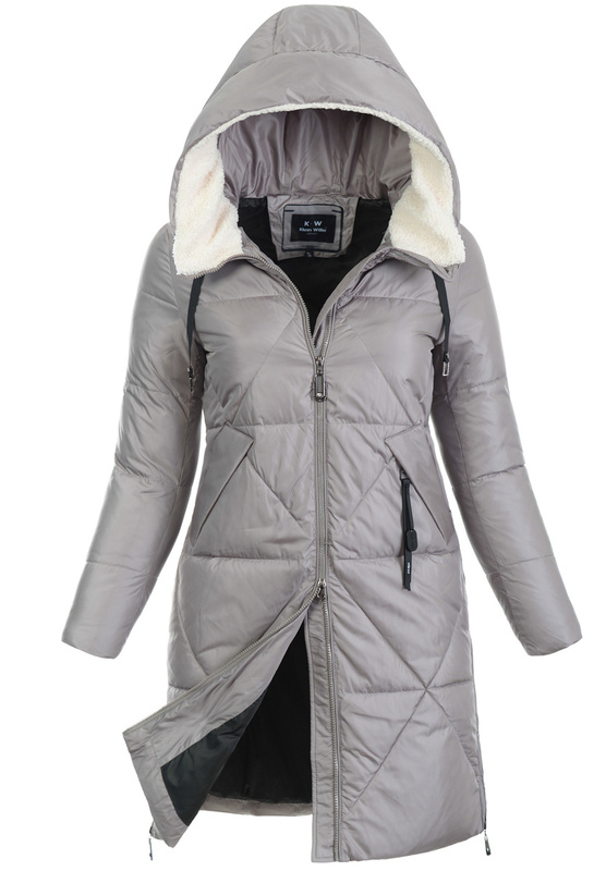 Damska Zimowa Ortalionowa Kurtka Beżowa