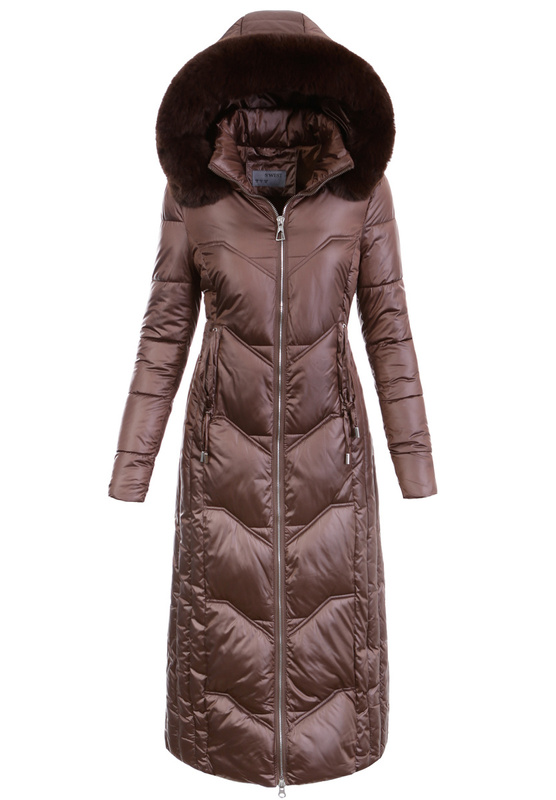 Damska Zimowa Ortalionowa Kurtka Brązowa
