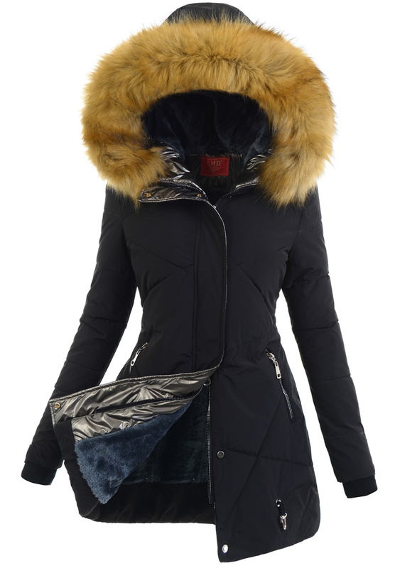Damska Zimowa Ortalionowa Kurtka Czarna