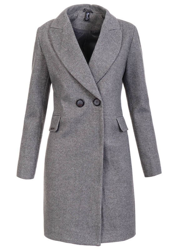Damski Przejściowy Płaszcz Dzianina Szary
