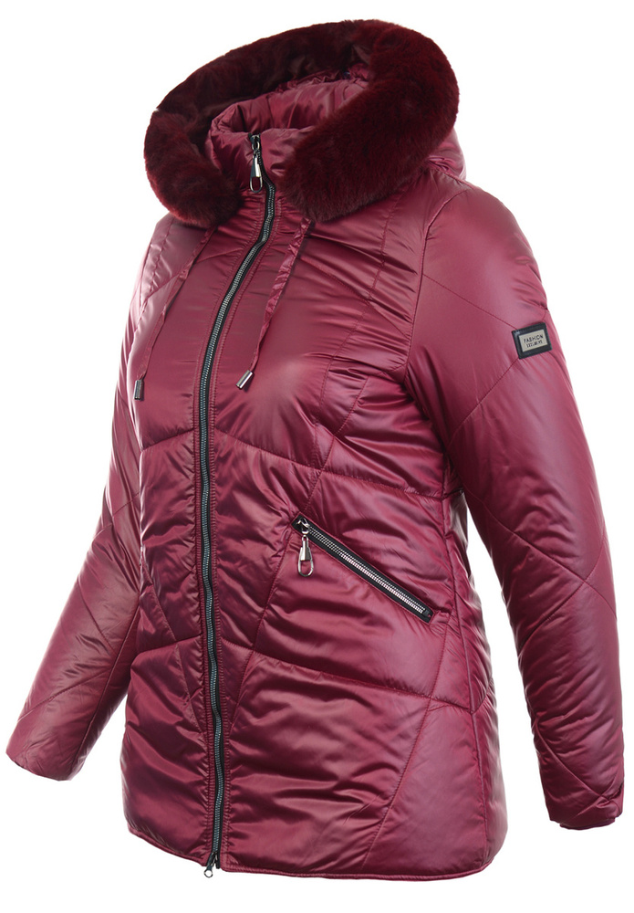 Damska Zimowa Ortalionowa Kurtka Bordowa