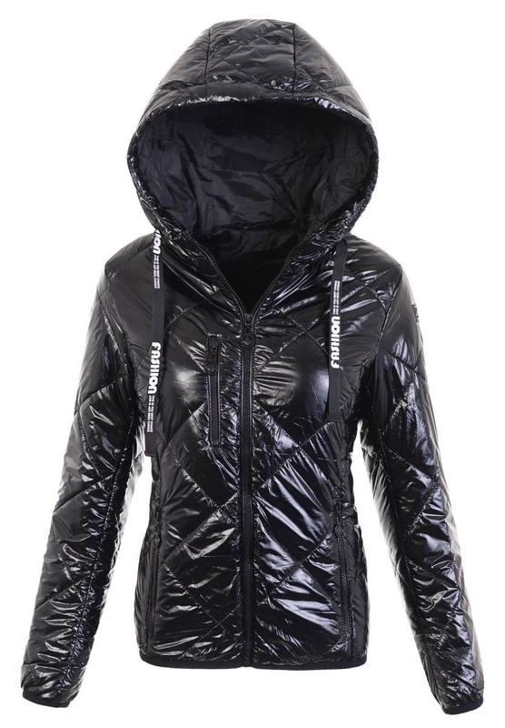 Damska Wiosenno-Jesienna Kurtka Czarna