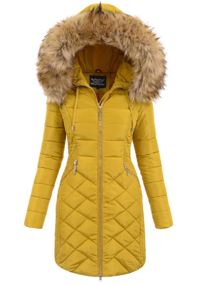 Damska Zimowa Ortalionowa Kurtka Żółta