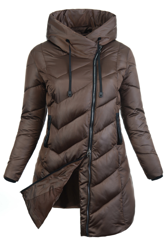 Damska Zimowa Ortalionowa Kurtka Brązowa
