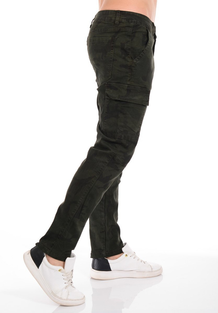 Męskie Spodnie Suwaki Moro Zielone