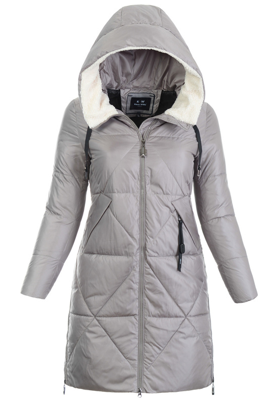 Damska Zimowa Ortalionowa Kurtka Beżowa