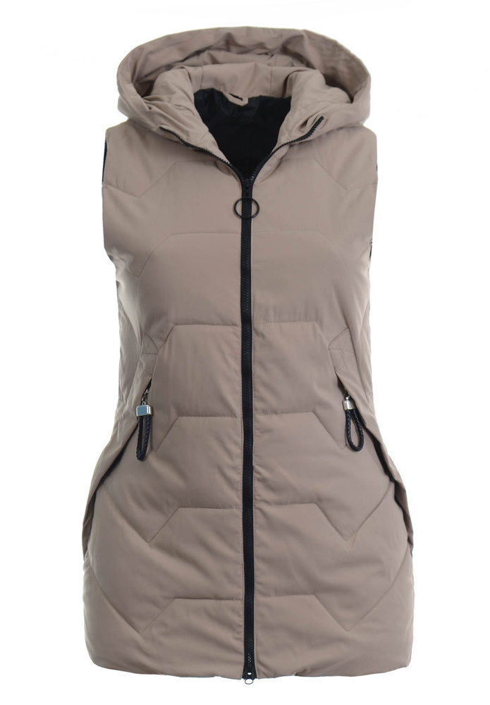 Damska Kamizelka Bezrękawnik Beżowy