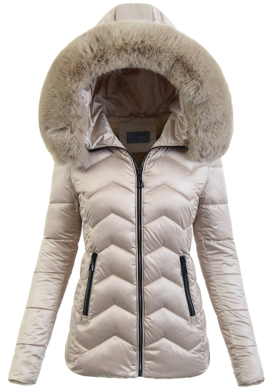 Damska Parka Kurtka Zimowa Beżowa