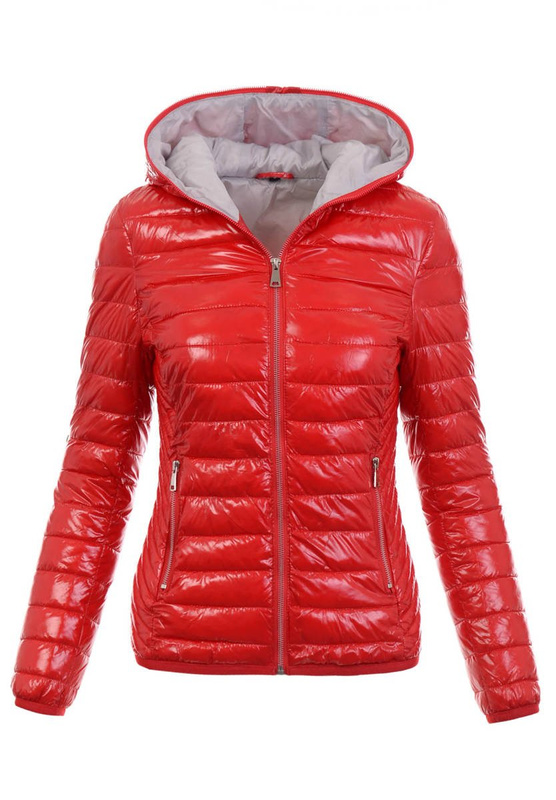 Damska Wiosenno-Jesienna Kurtka Czerwona