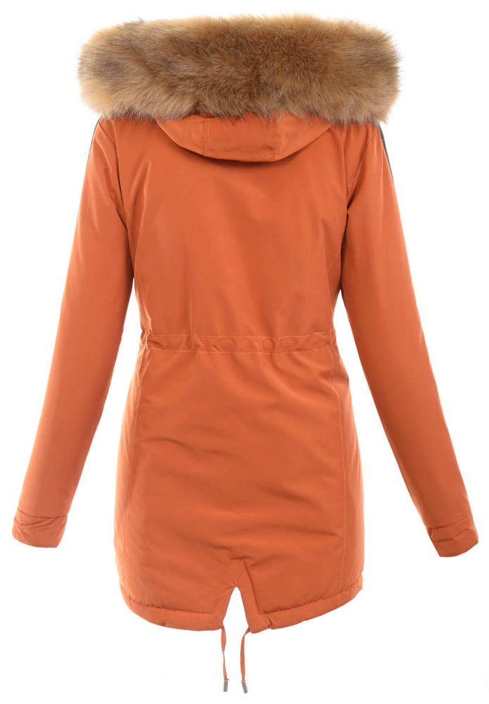 Damska Parka Kurtka Zimowa Pomarańczowa