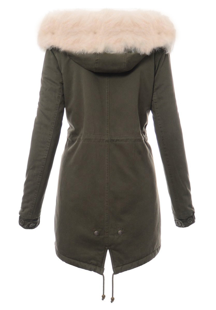 Damska Parka Kurtka Zimowa Futro Zielona