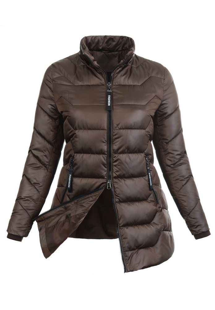 Damska Zimowa Ortalionowa Kurtka Brązowa