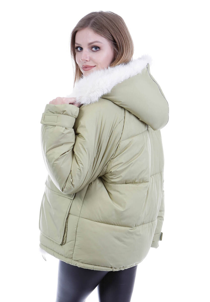 Damska Zimowa Ortalionowa Kurtka Zielona