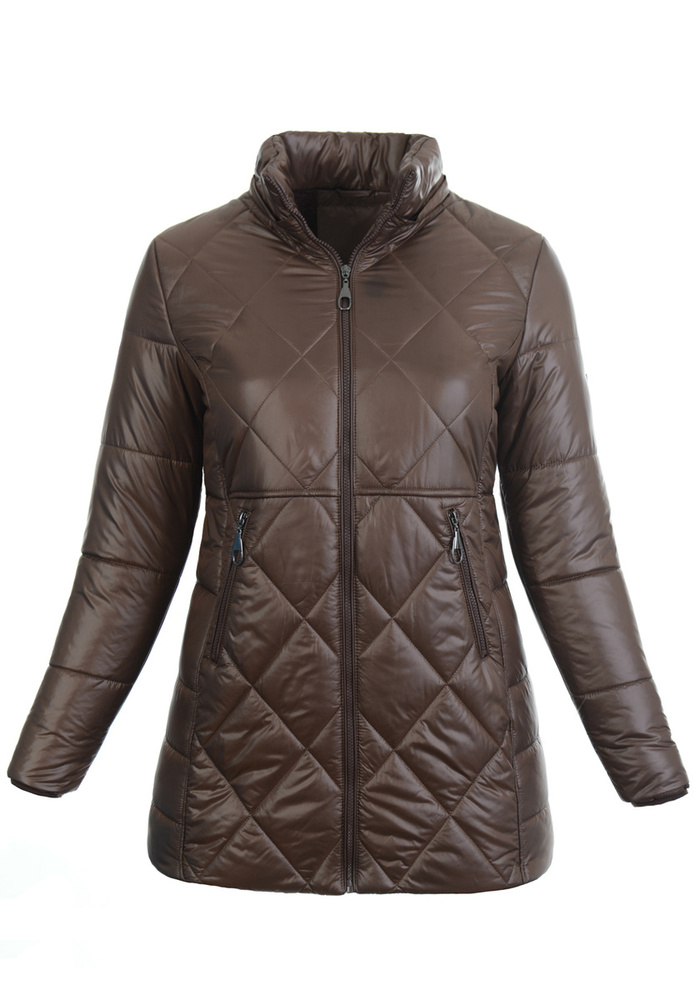 Damska Zimowa Ortalionowa Kurtka Brązowa