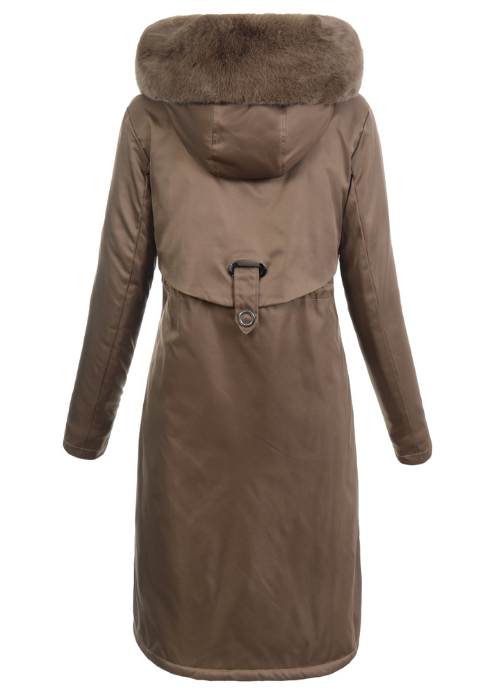 Damska Parka Kurtka Zimowa Brązowa