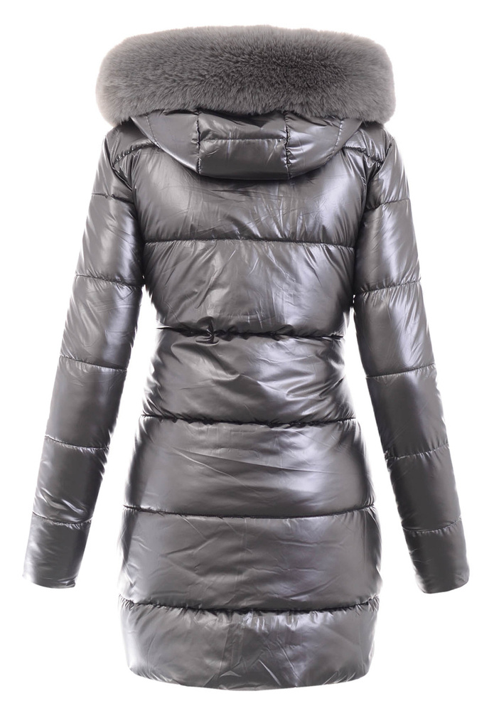 Damska Zimowa Ortalionowa Kurtka Grafitowa