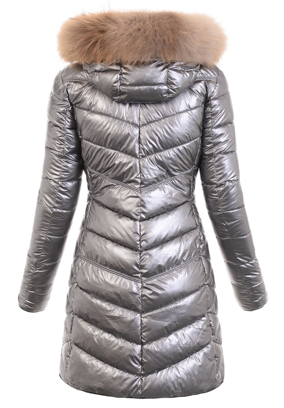 Damska Zimowa Ortalionowa Kurtka Srebrna