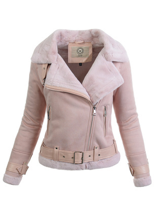 Damska Zimowa Kurtka Kożuszek Różowy
