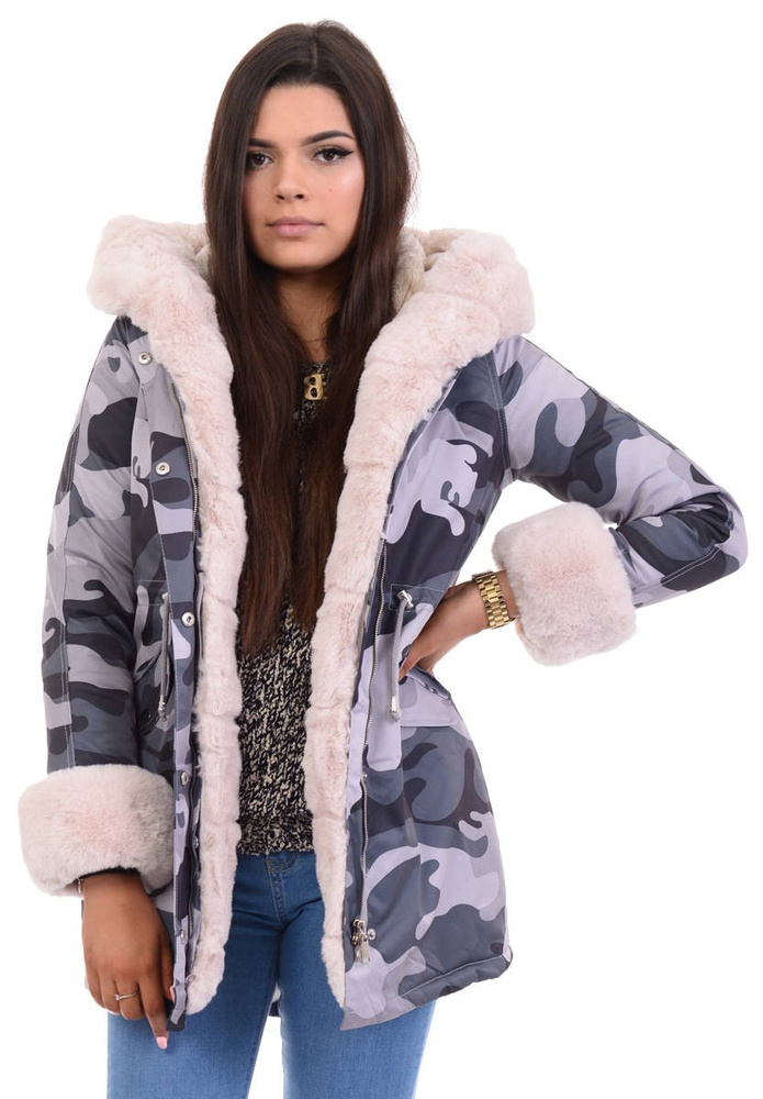 Damska Parka Kurtka Zimowa Moro