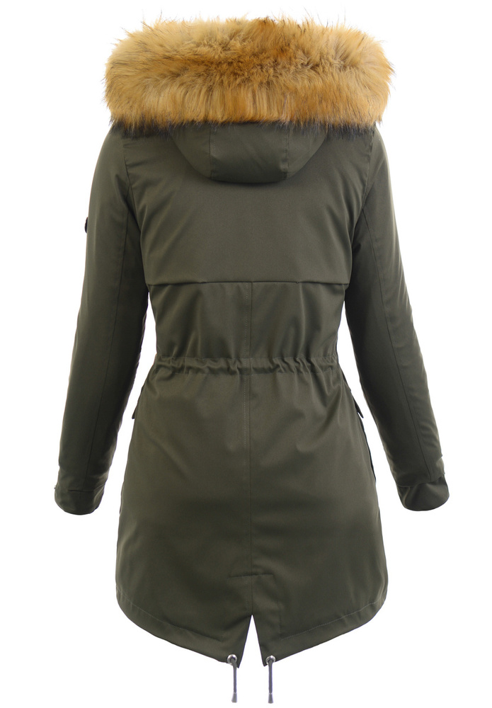 Damska Parka Kurtka 2w1 Zimowa Khaki