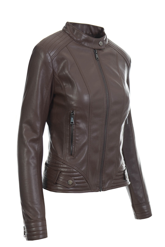 Damska Kurtka Ramoneska Brązowa