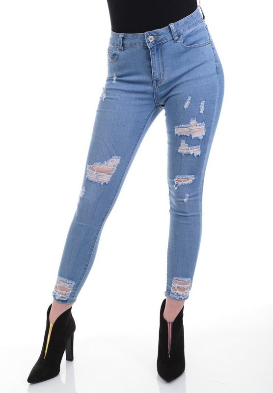 Damskie Spodnie Jeansowe Niebieskie