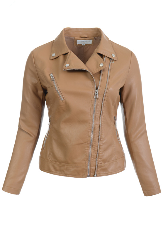 Damska Kurtka Ramoneska Jasno Brązowa