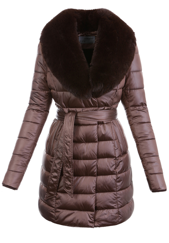 Damska Zimowa Ortalionowa Kurtka Brązowa