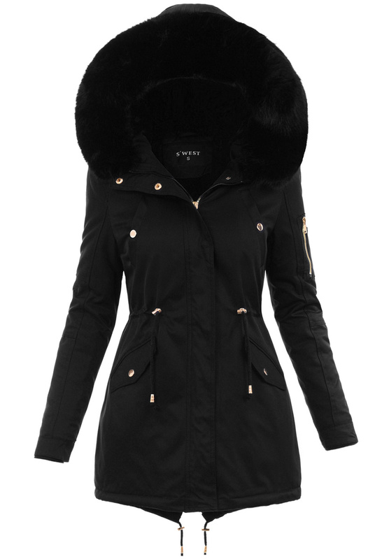 Damska Parka Kurtka Zimowa Czarna