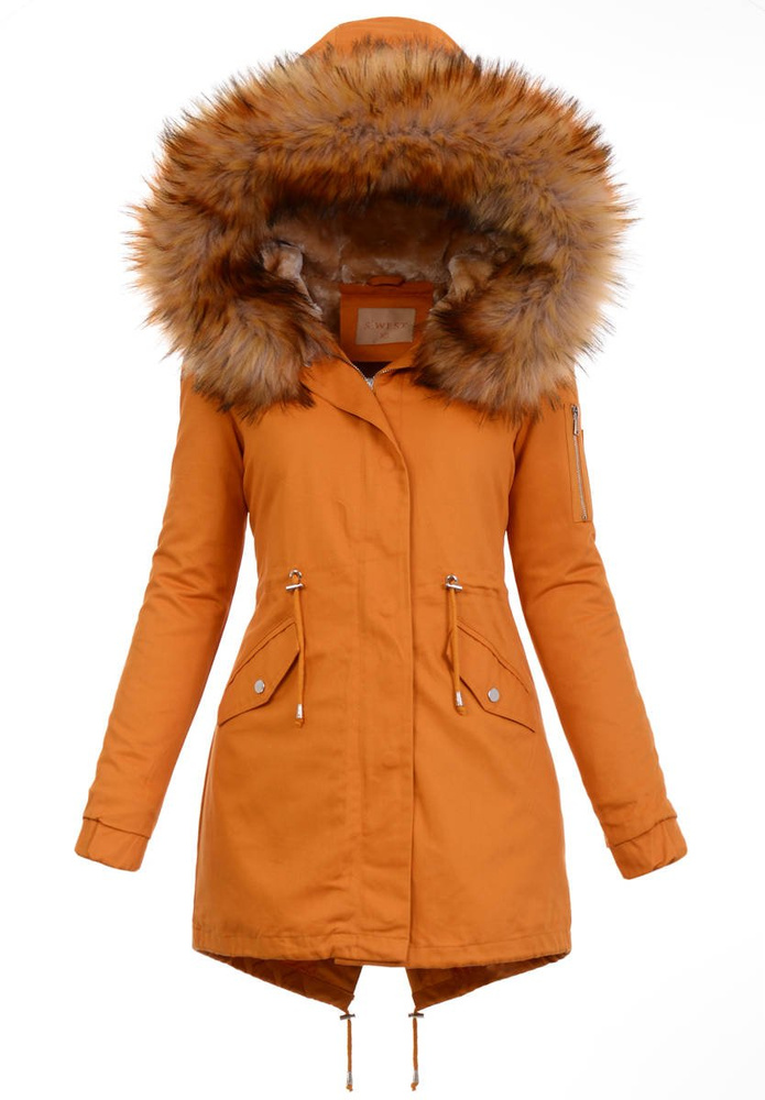 Damska Parka Kurtka 2w1 Zimowa Camel