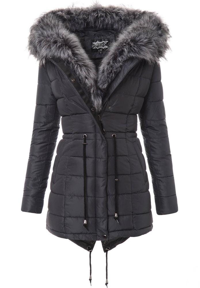 Damska Parka Kurtka Zimowa Grafitowa