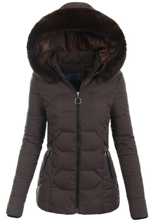 Damska Zimowa Ortalionowa Kurtka Brązowa
