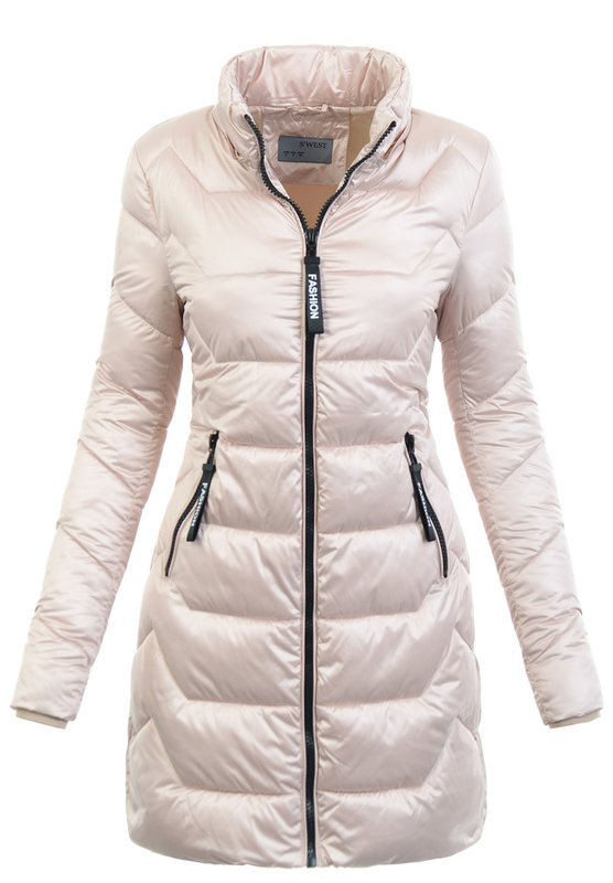 Damska Zimowa Ortalionowa Kurtka Perłowo Beżowa